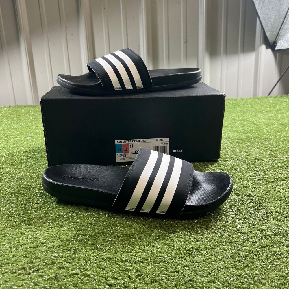 adidas Adilette Comfort Slide Sandals Black US 12